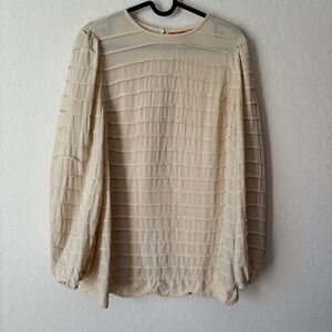 Tory Burch | Women's 100% Silk Scalloped Hem Cream Colored Blouse Size 10